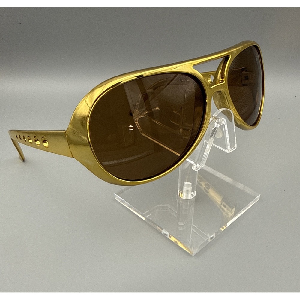 ELVIS 70's Style Aviator sunglasses. CHROME w/ Brown Gradient LENS Music Legend